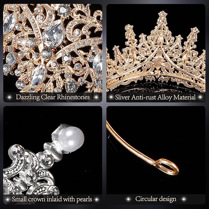 Crowns for Women - Tiaras for Women Crystal Queen Crown for Birthday Costume Party Celebration