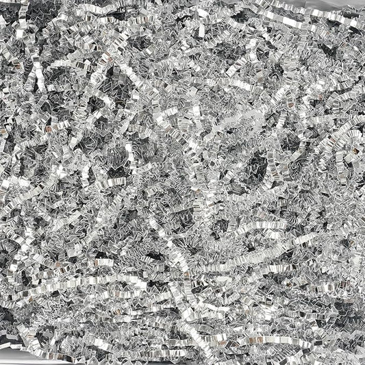 Uptotop 1/2LB Crinkle Cut Paper Shred Filler for Gift Wrapping Basket Filling, Birthday, Christmas, Thanksgiving, Wedding, Mother's Day, Glitter Silver (8 oz)