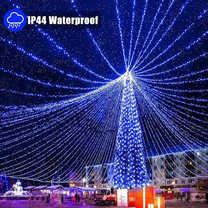Vivideal Blue Christmas Lights Outdoor, 262FT 800 LED Blue String Lights for Outside with 8 Modes Timer Memory for Patio Xmas Tree Decorations