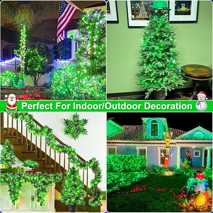 165FT 500 LED Christmas Lights, Plug in Christmas String Lights with Waterproof, 8 Modes Twinkle Fairy Lights for Bedroom Garden Tree House Decorations, Green