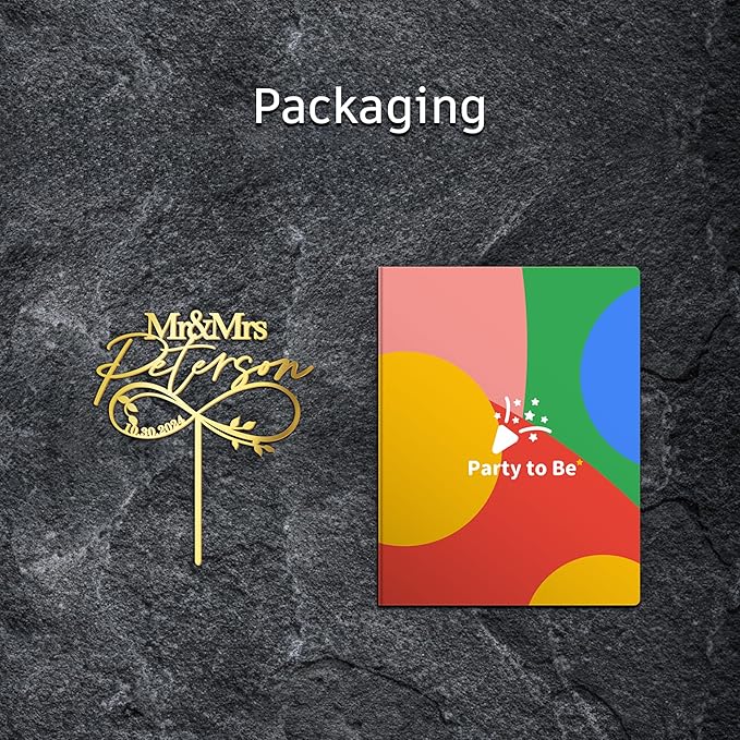 Mr & Mrs Wedding Cake Topper Custom Last Name and Date Personalized Wedding Anniversary Cake Decoration Leaves Infinity in Acrylic