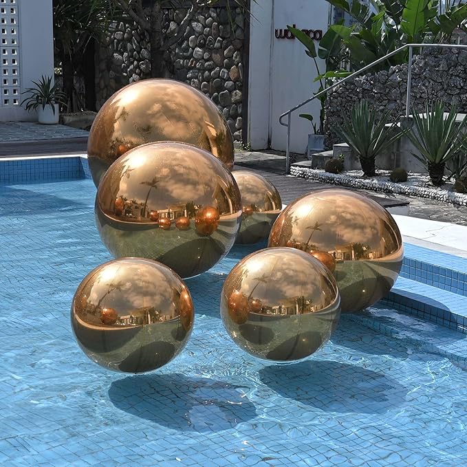 Yescom 20" Inflatable Mirror Ball Giant Reusable Hanging Large Disco Balloon Decoration for Party Wedding Event Concerts Stage Decor Gold