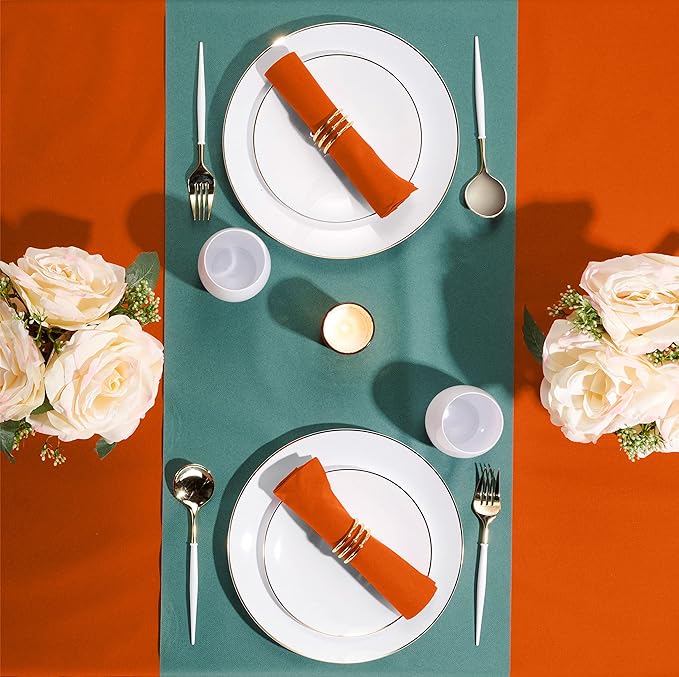 Linen-Feel Colored Paper Napkins - Decortive Cloth-Like ORANGE Luncheon Napkins - Soft And Absorbent. For Kitchen, Party, Wedding, Dinner Or Any Occasion. (Pack of 50)