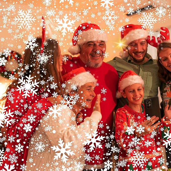 Christmas Projector Lights Outdoor, GUSODOR Upgraded Snowflake Projector IP65 Waterproof LED Snow Projection Lights for Indoor Outdoor Christmas Decoration, Holiday, Yard Decor-Three-Head A