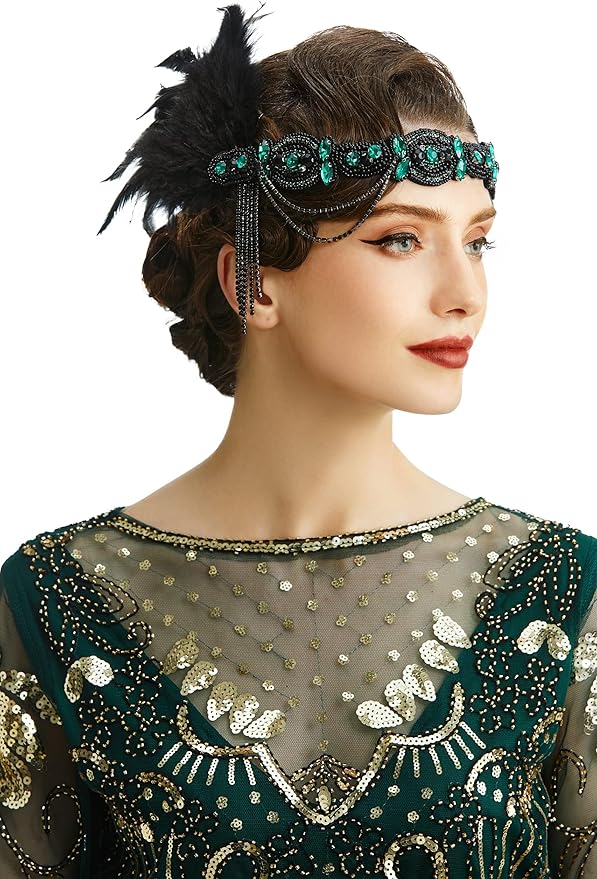 BABEYOND 1920s Flapper Accessories Gatsby Costume Accessories Set 20s Flapper Headband Pearl Necklace Gloves