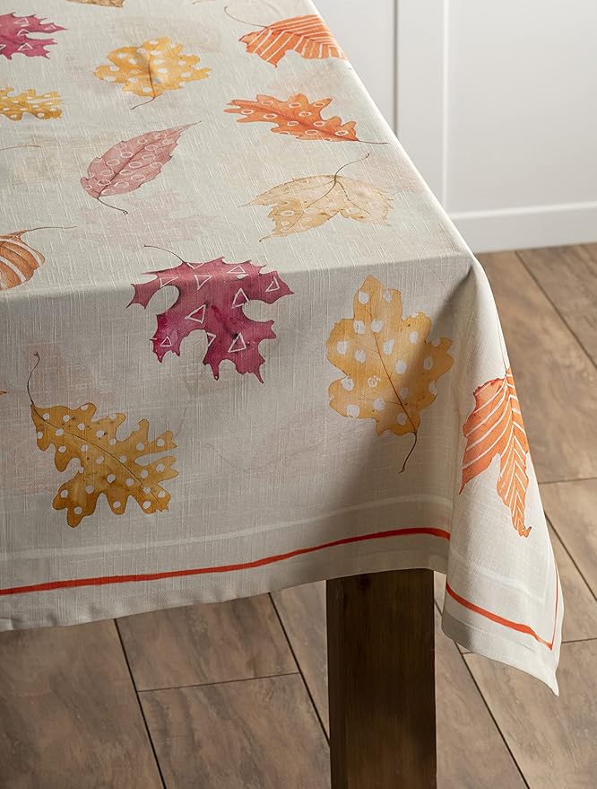Maison d' Hermine Table Cloth Rectangle Table 100% Cotton 60 x 108 Inches Fall Tablecloth Reusable Everyday Use for Thanksgiving Christmas Decorations Dining Farmhouse Party (Colours of Autumn)