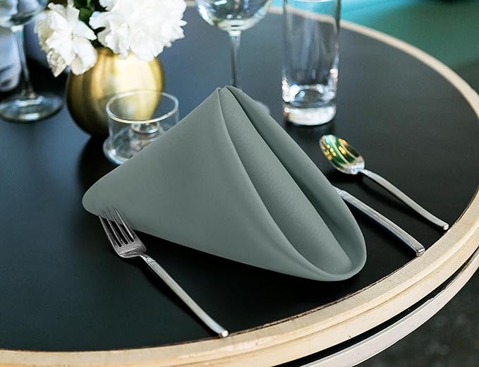 Utopia Home [24 Pack, Light Grey] Cloth Napkins 17x17 Inches, 100% Polyester Hemmed Edges, Washable and Reusable Ideal for Parties, Weddings and Dinners