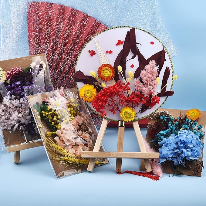 DALARAN 4 Pack Pressed Dried Flowers Multiple Colorful Pressed Flowers for Craft Resin Jewelry Making Art Craft DIY
