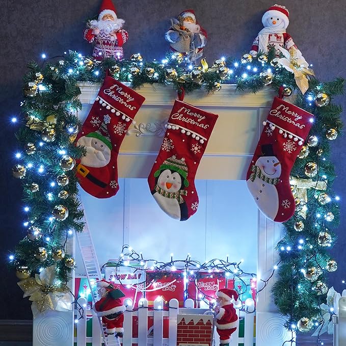 YEGUO 66ft 200 LED Christmas Lights Outdoor Waterproof, White Christmas Tree Light Indoor, Green Wire Twinkle String Light Plug in with Timer Memory 8 Modes