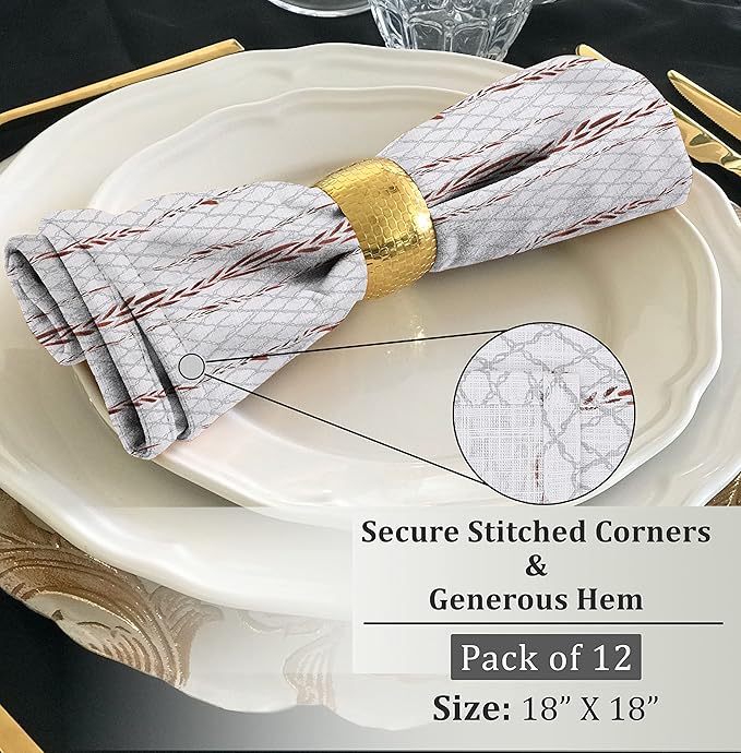 RUVANTI Cloth Napkins Set of 12 Cotton 100%, 18x18 Inches Napkins Cloth Washable, Soft, Absorbent. Cotton Napkins for Parties, Christmas, Thanksgiving, Weddings, Dinner Napkins Cloth - Wheatable