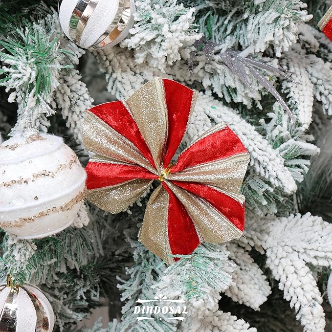 Red Velvet Wired Christmas Ribbon 2.5 Inch Red and Gold Glitter Holiday Ribbon – 10-Yards Roll for Tree Decorations, Gift Wrapping, Wreaths, and DIY Crafts