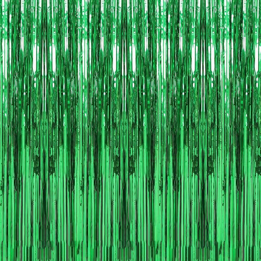 Crosize 5 Pack 3.3 x 9.9 ft Green Foil Fringe Curtains Party Decorations, Green Tinsel Curtain Backdrop for Parties, Door Streamers, Glitter Streamer Backdrop for Birthday Decoration