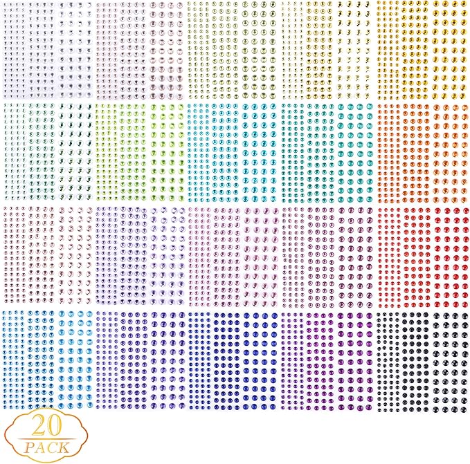 Augshy Gem Sticker, 3300 Pieces Self Adhesive Rhinestone Stickers Self Adhesive Stickers, Rhinestones for Crafts Self Adhesive