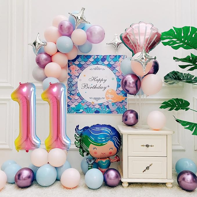 Smlpuame 40 Inch Number Balloons 0-9 Rainbow Gradient Large Number 11 Balloons, Digital Balloons for Birthday Party Celebration Decorations, Helium Foil Number Balloons for Wedding Anniversary