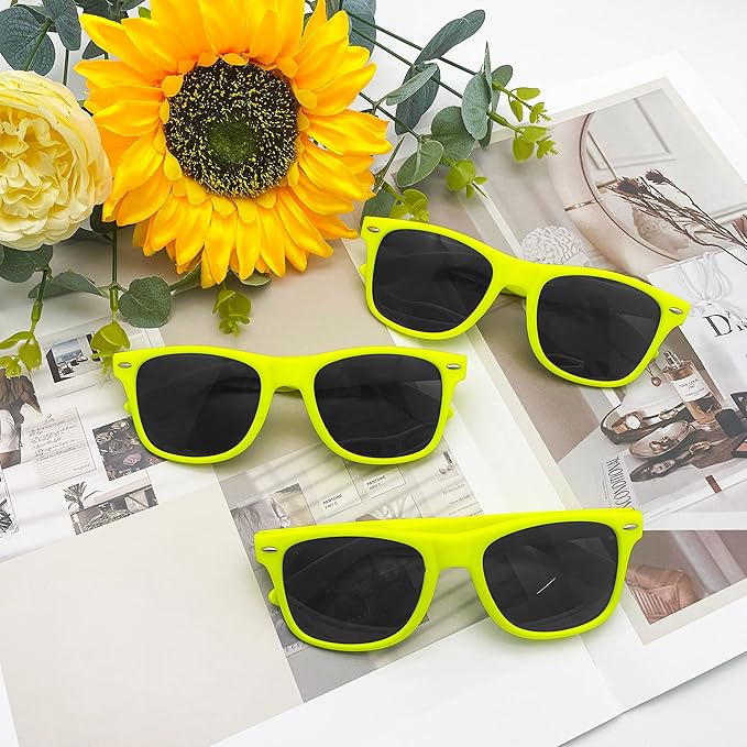 12 Pack Neon Colors Sunglasses Classic Retro Party Favors Sunglasses for Unisex Adult