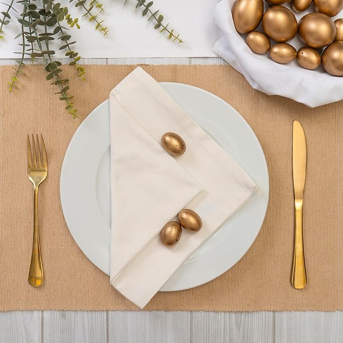 Blue Needles Solid Cloth Napkins Set of 12 Cream 100% Cotton Dinner Napkins 18x18 inches - Soft, Reusable, Absorbent & Washable Fall Thanksgiving Linen, Ideal for Events, Parties & Everyday Use