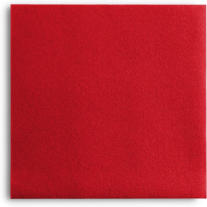 Linen-Feel Colored Paper Napkins - Decortive Cloth-Like RED Luncheon Napkins - Soft And Absorbent. For Kitchen, Party, Wedding, Dinner Or Any Occasion. (Pack of 50)