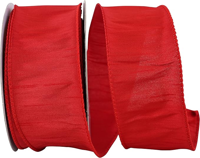 Reliant Ribbon 92975W-065-40H Dupioni Supreme Wired Edge Ribbon, 2-1/2 Inch X 20 Yards, Red