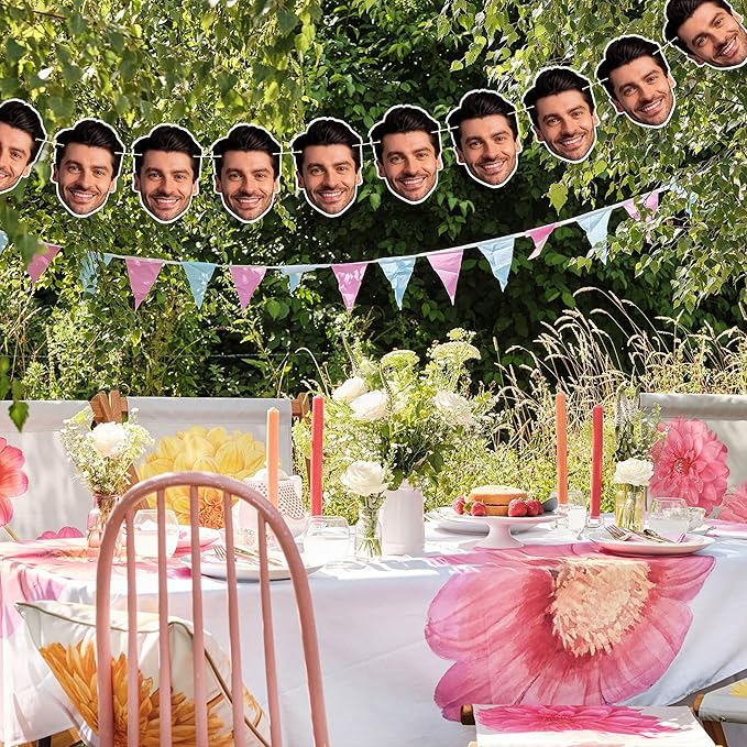 Custom Face Garland Banner – Personalized Photo Head Cutout Party Décor – Funny Custom Bachelorette, Birthday, Wedding, or Graduation Banner – Face Garland by FunPrintsByUSP