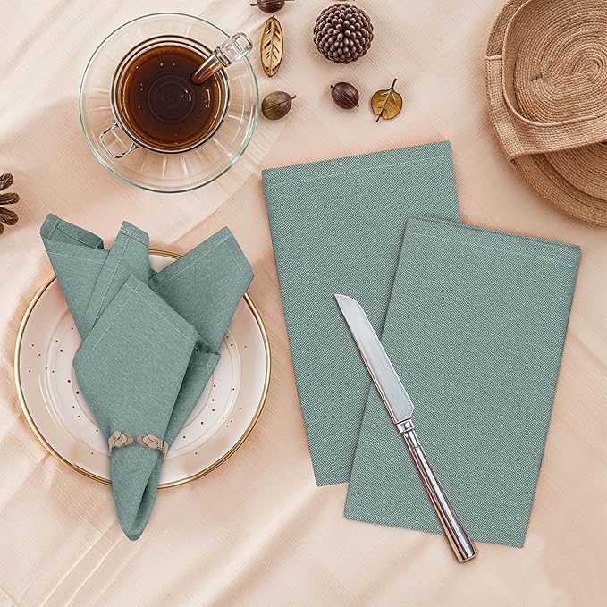 Ruvanti Cloth Napkins Set of 12, 18x18 Reusable Napkins Cloth Washable, Soft & Durable Table Napkin, Poly Cotton Fabric Dinner Napkins for Parties, Christmas, Thanksgiving, Weddings - Deep Teal