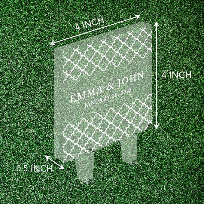 Andaz Press Moroccan Design Custom Wedding Cake Topper, Acrylic Square Personalized Couple Cake Topper