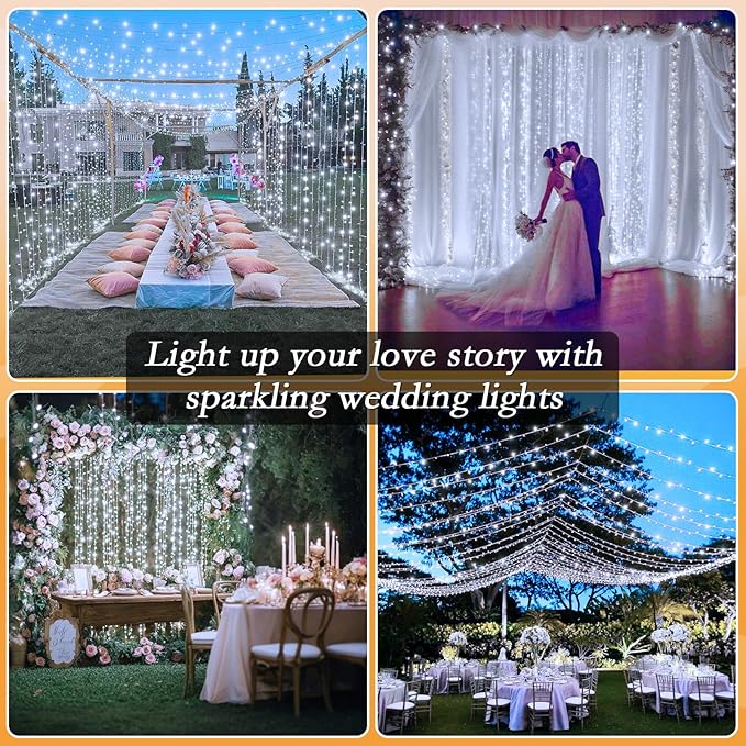 132FT 400 LED Christmas Tree Lights, Bright Cool White Outdoor Christmas String Lights for House, Fairy Lights with 8 Modes, Waterproof & Durable Indoor Outdoor Decor, Timer Included