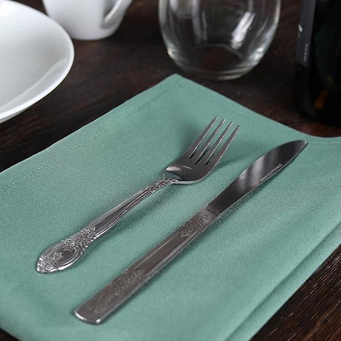 Arkwright Restaurant Cloth Napkins - (Pack of 25) Spun Polyester Dinner Napkin with Hemmed Edges - Ideal for Dinner, Wedding, Party, Banquet, Kitchen, 20 x 20 in, Green