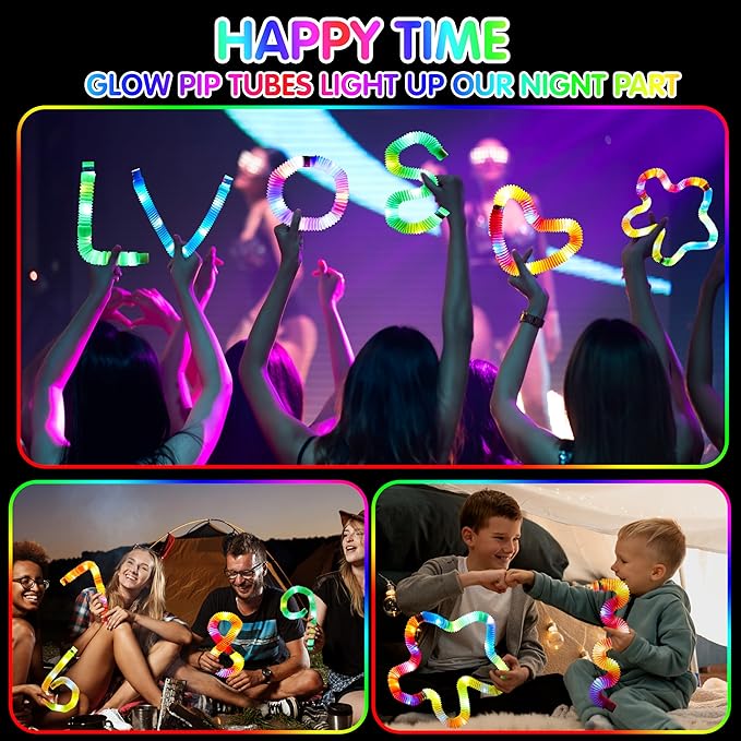 JOYIN 18 Pack Halloween Glow Sticks Party Favors for Kids, Light Up Pop Tubes Glow Necklaces Bracelets Party Supplies for Toddlers Boys Girls Birthday Gifts, Christmas, Goodie bags