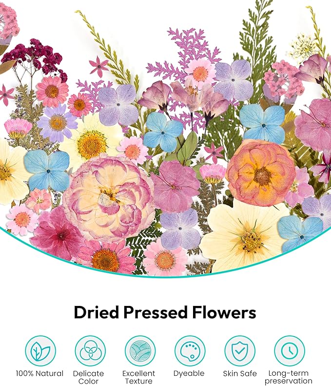 Dried Flowers for Resin, Resiners Dried Flowers for Candle Making Red Real Natural Pressed Flowers Dry Leaves Kit for DIY Crafts Resin Soap Scrapbook Supplies Card Making Jewelry (Baby Pink 150PCS)
