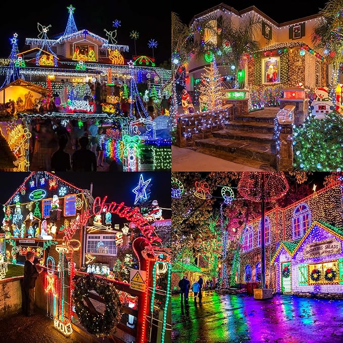 Christmas Color Changing String Lights, 82ft 200 LED Christmas Lights Outdoor with Remote, Plug in RGB Orange Purple Lights for Home Yard Garden Indoor Outdoor Decorations