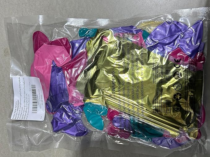 Pink Purple Blue Balloon Arch Kit Teal Hot Pink Metallic Purple Party Latex Balloon Garland with Confetti and Star Foil Balloons for Girls Princess Birthday Baby Shower Neon Party Decorations