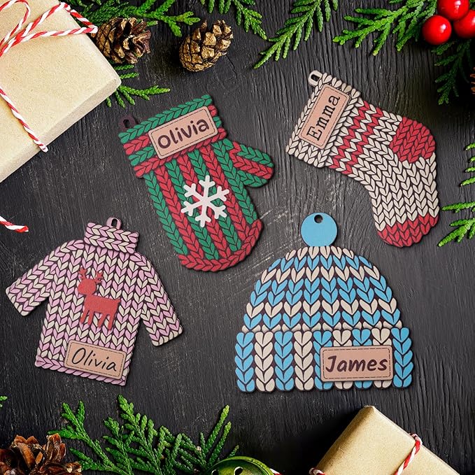 Personalized Name Ornaments for Christmas Tree, 2025 Wooden Custom Family Christmas Ornaments,4" Xmas Tree Decoration for Kids Baby Boy Girl