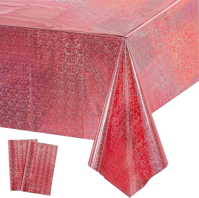 GREATRIL Red Party Table Cloth Disposable Tablecloth for Birthdays Party/Football Team/NYE/Ceremony Decorations Rectangle Tablecover 54'' x 108'' - 2 Packs