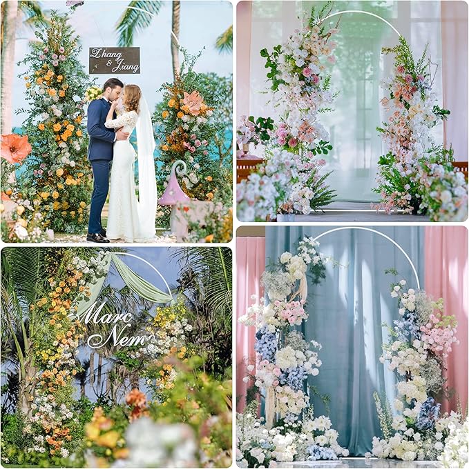 Wokceer Wedding Arch Backdrop Stand 8 FT Metal Arch Backdrop Stand for Wedding Ceremony Birthday Party Bridal Shower Floral Balloon Arch Decoration