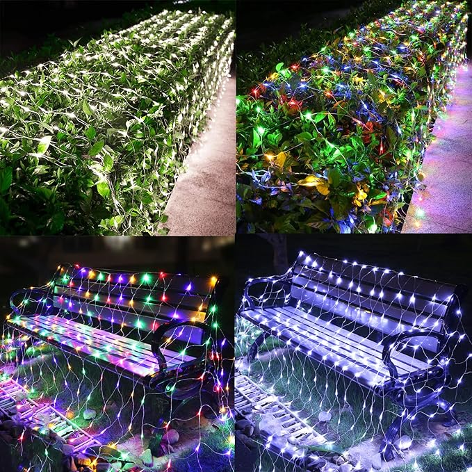11.5ft x 5ft Color Changing Christmas Net Lights, 360 LED Bush Mesh Light with Remote, 11 Modes Color Changing White & Multicolor Christmas Lights, Plug in Fairy Twinkle Light for Yard Bush Xmas Decor