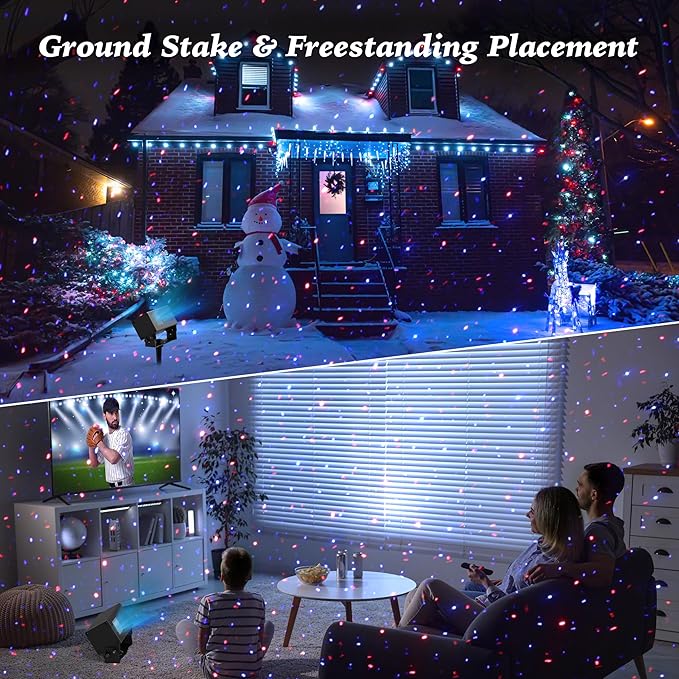 Star Laser Light Projector Outdoor, AIRIVO RGB 3 Colors 11 Lighting Effects Firefly Lights Projection Light, Christmas Laser Lights with Remote Control, Holiday Decor for Garden, Trees, Home,Landscape