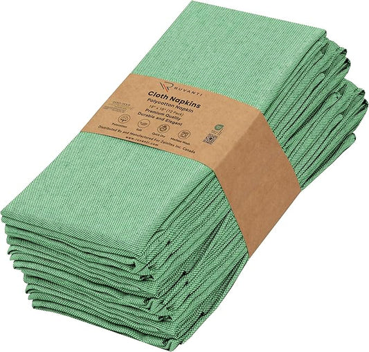 Ruvanti Cloth Napkins Set of 12, 18x18 Reusable Napkins Cloth Washable, Soft & Durable Table Napkin, Poly Cotton Fabric Dinner Napkins for Parties, Christmas, Thanksgiving, Weddings - Amazon