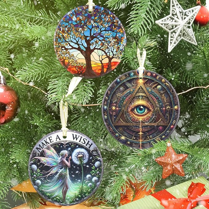 Wisdom Eye 3.5 Inch Ceramic Christmas Hanging Ornament - Tree Decoration & Gift for Holiday Exchange