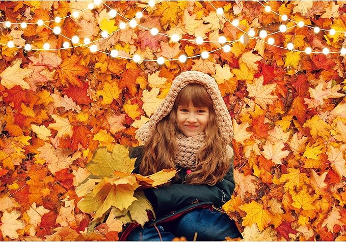 7x5FT Fall Autumn Photo Backdrop for Photography Maple Leaf Pumpkin Thanksgiving Day Harvest Background Fall Forest Party Decorations
