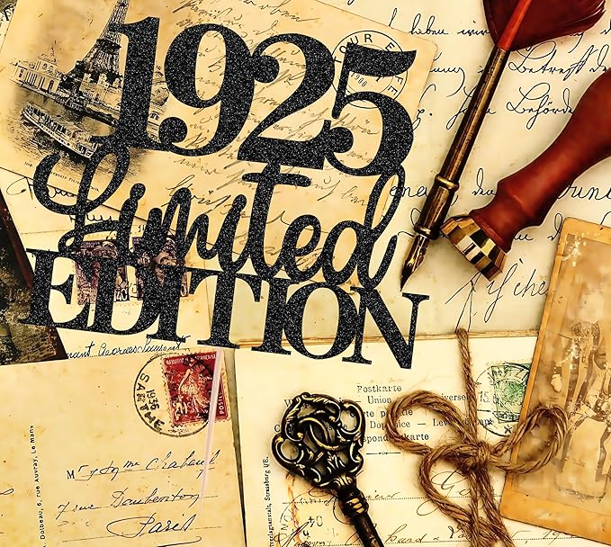 Limited EDITION 1925 Cake Topper - Black Glitter Happy 100th Birthday Party Cake Decoration Supplies, Cheer to 100 Years Cake Bunting Decor for 100th Birthday Party Photo Booth Props