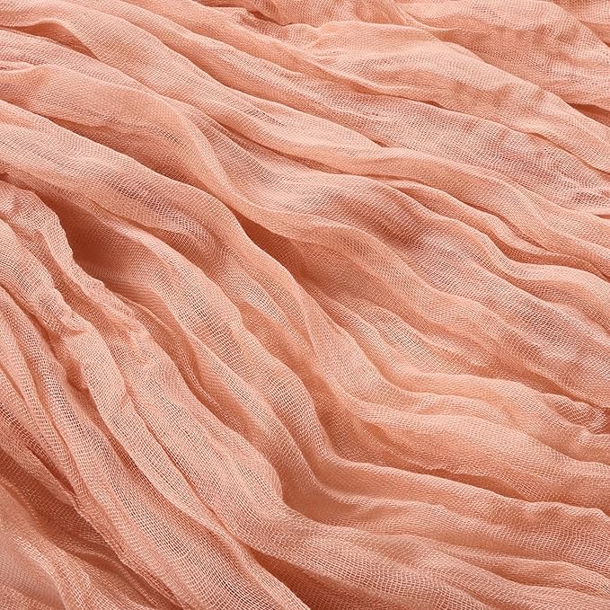 RestfulGlow12 Pack Peach Cheesecloth Table Runner 10FT Boho Gauze Fabric Table Runner 35 x 120 Inch Rustic Sheer Runner for Centerpiece Wedding Decor Baby Shower Party Boho Table Decoration