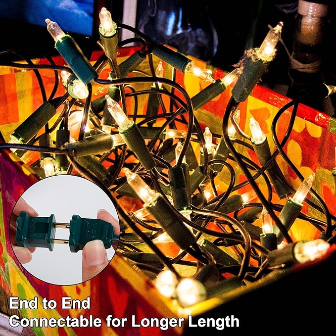 3 Sets Christmas Lights, 150 Count 33 FT Each Mini String Lights, Clear Green Wire Fairy Light, 120V UL Certified Connectable Xmas Tree Light for Holiday Patio Party Outdoor Decoration, Warm White