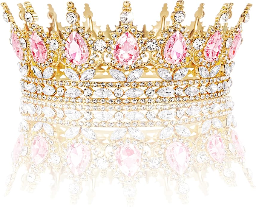 Gold Crown for Women, Crystal Queen Tiaras Headband Wedding Bridal Hair Accessories, Birthday Party Prom Cake Topper