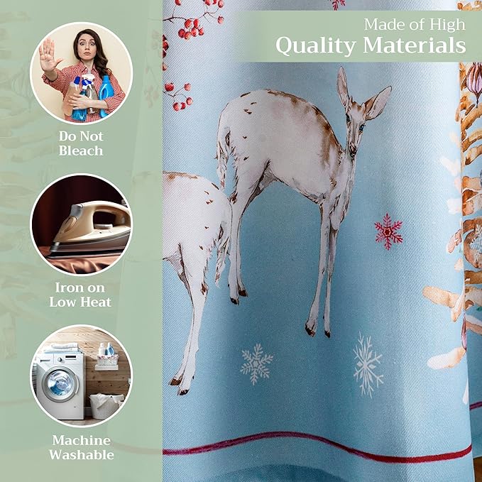 Maison d' Hermine Table Cloth Round Table 100% Cotton 63 Inches Fall Tablecloth Reusable Everyday Use for Thanksgiving Christmas Decorations Dining Farmhouse Party (Fairy Tale Forest)