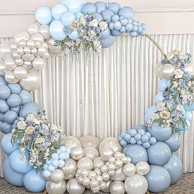Dusty Blue Balloon Arch Kit Retro Slate Light Pastel Blue Beige Cream Sand White Neutral Party Balloons Garland Kit for Boys Bridal Baby Shower Gender Reveal Birthday Wedding Party Decorations