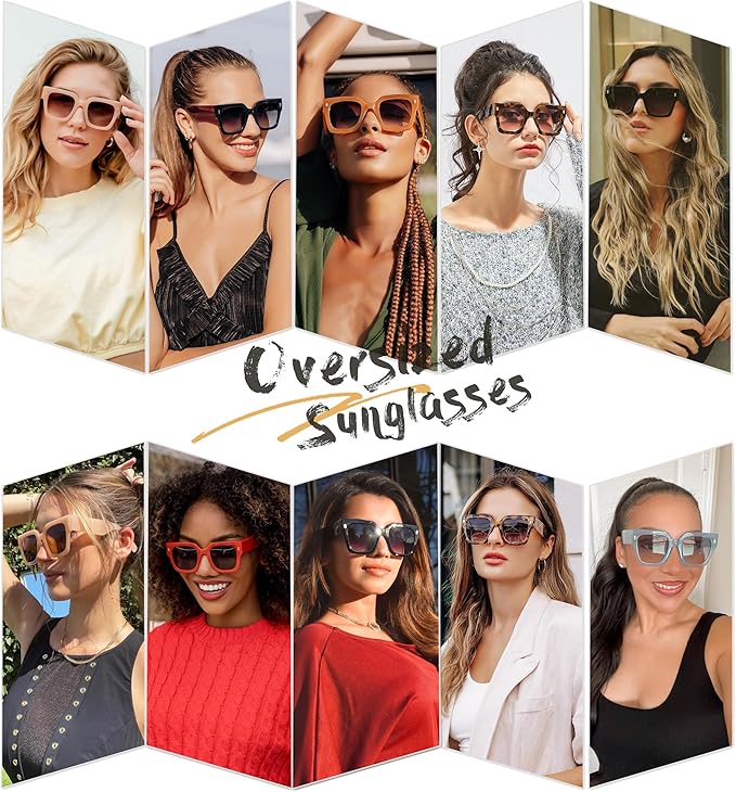 SOJOS Vintage Oversized Square Sunglasses for Women,Retro Womens Luxury Big Large Sun Glasses UV400 SJ2194