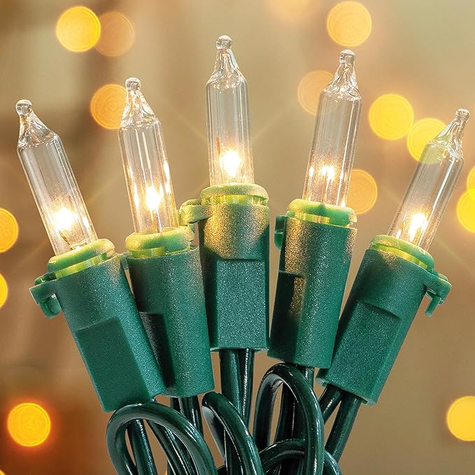 Clear Christmas String Lights 50 Count 13Feet Incandescent Bulb Mini Liahts for Indoor Xmas Tree Garland BirthdayWedding Party Festival Decoration, Green Wire
