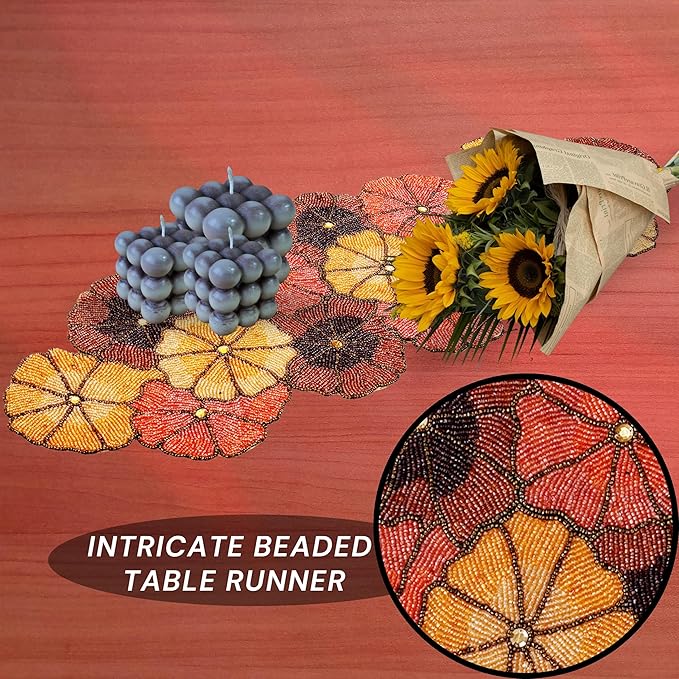 Elegant Dining Table Runner - Glass Beads & Polyester Glirtz Farmhouse 36 inch Table Runner for Wedding Party Baby Shower Birthday Home Decor Holiday Decorations (Multi) - CLEENTABLE