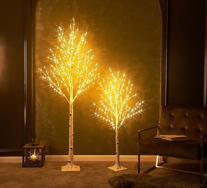 Birchlitland LED Birch Tree 4FT 200L Warm White Fairy Lights, Lighted Trees for Indoor Outdoor Home Thanksgiving Christmas Holiday Decoration