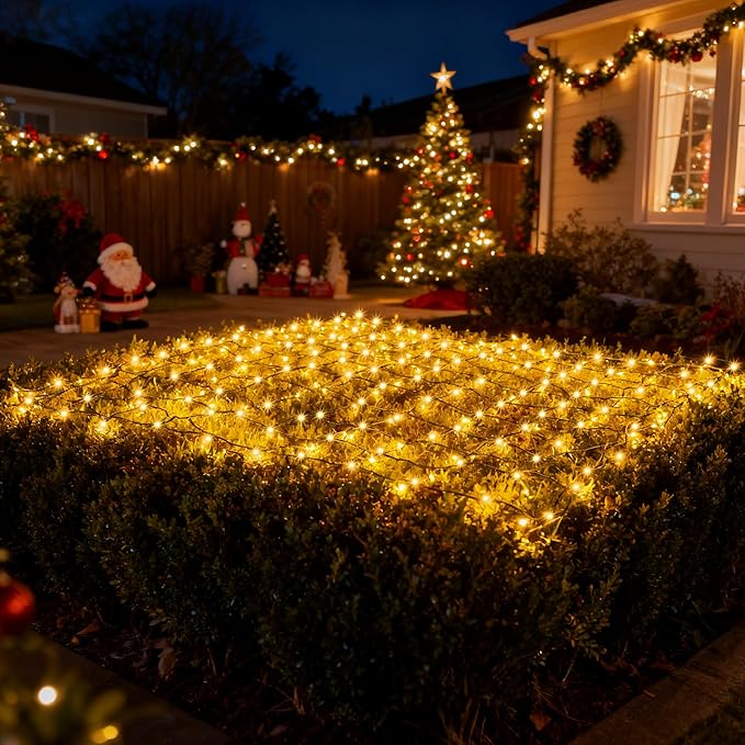 Joiedomi 100 Warm White Christmas Net Lights for Indoor & Outdoor Decorations, Christmas Eve Night Decor, Christmas Tree, Bushes